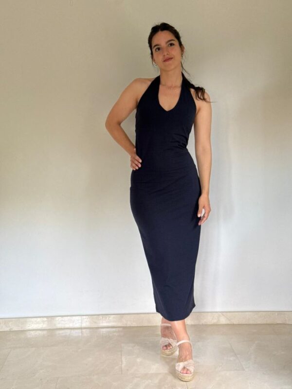 Vestido cuelllo halter navy